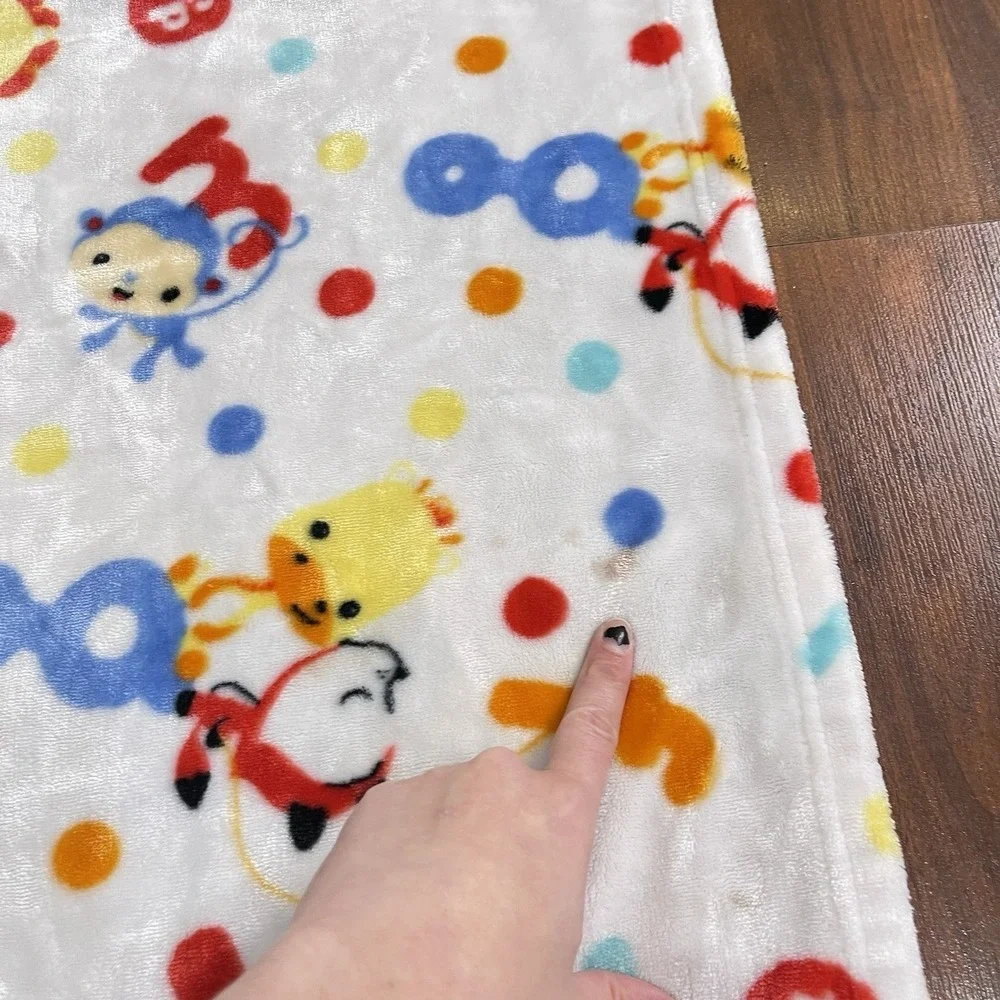 Fisher Price Baby Blanket Alphabet Zoo Animals Polka‎ Dots Primary Colors